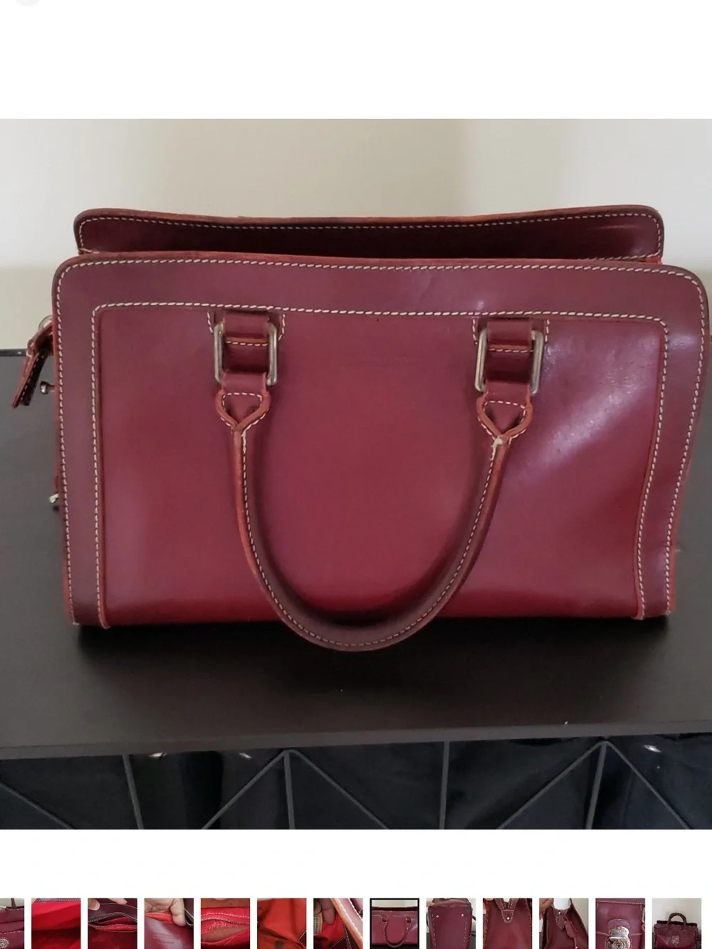 Dooney & Bourke Burgundy Leather Satchel with Brass Lock ALTO